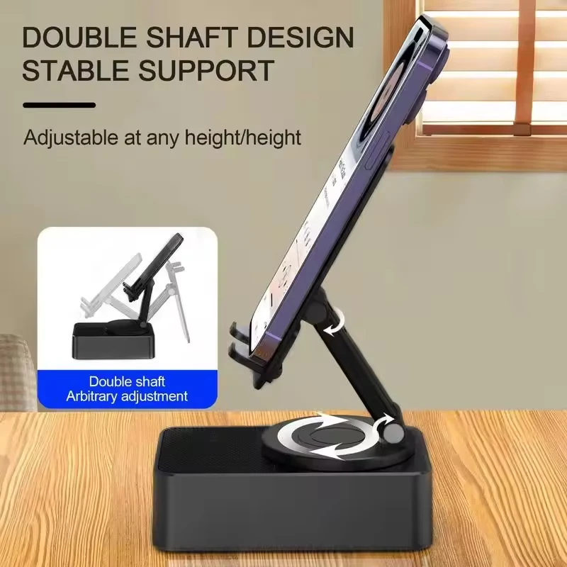 Support de téléphone portable avec haut-parleur compatible Bluetooth