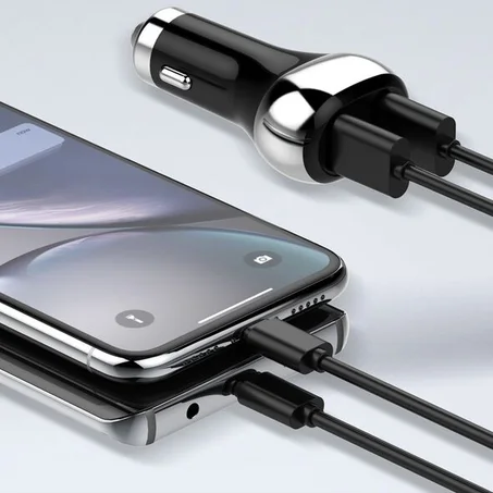 شاحن سيارة مع منفذين مع كابل متين أصلي من شركة ألدنيو  SIYOTEAM LDNIO USB Chargeur Voiture/Prise Allume Cigare Fast Charger 2 Entrées C2 C407Q