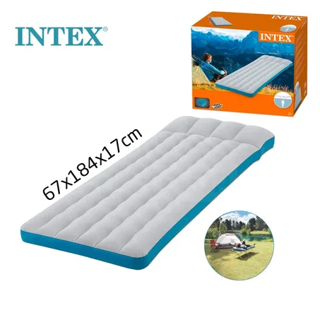 فرشة هوائية قابلة للنفخ مع وسادة مدمجة بتصميم مميز لرحلات السفر والتخييم Matelas De Camping Confort Collection Intex #67997