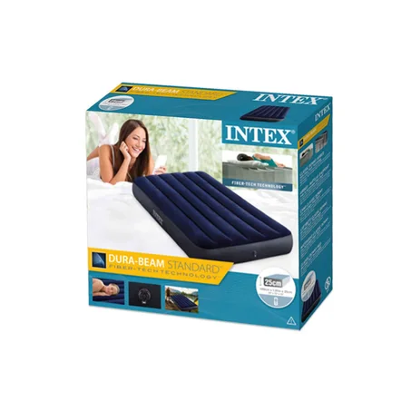 فرشة هوائية مريحة قابلة للنفخ لشخص واحد مضادة للماء مثالية لرحلات السفر والتخييم Matelas Gonflable FiberTech Une Place 99x191x25cm Intex#64757