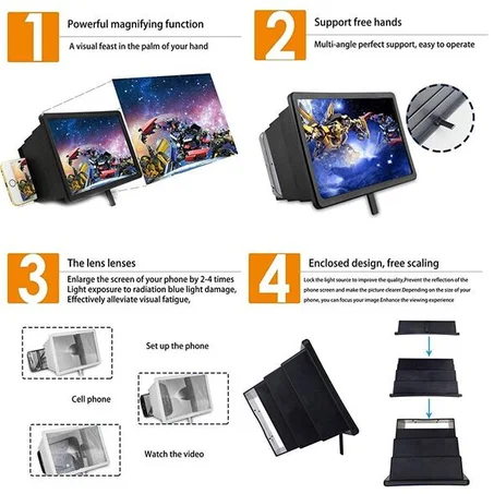 شاشة مكبرة ثلاثية الأبعاد قابلة للطي متوافقة مع كل الهواتف الذكية 3D Enlarged Screen F2