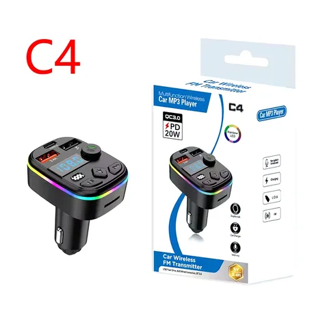 C4 Multifunction car mp3 player 5V3A Dual usb type-c fast charger