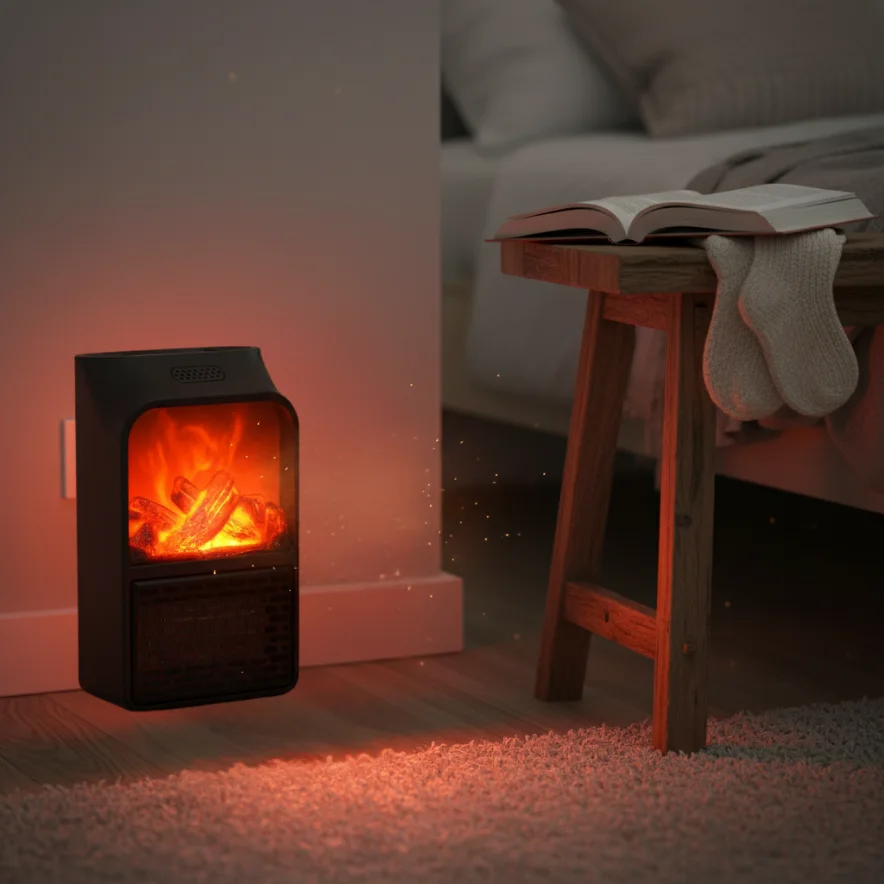 المدفأة المحمولة مع ريموت التحكم عن بعد (Flame Heater)