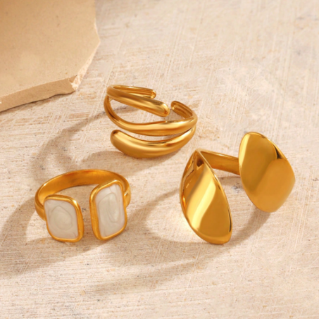 خواتم هندسية أنيقة مطليّة بالذهب عيار 18 قيراط