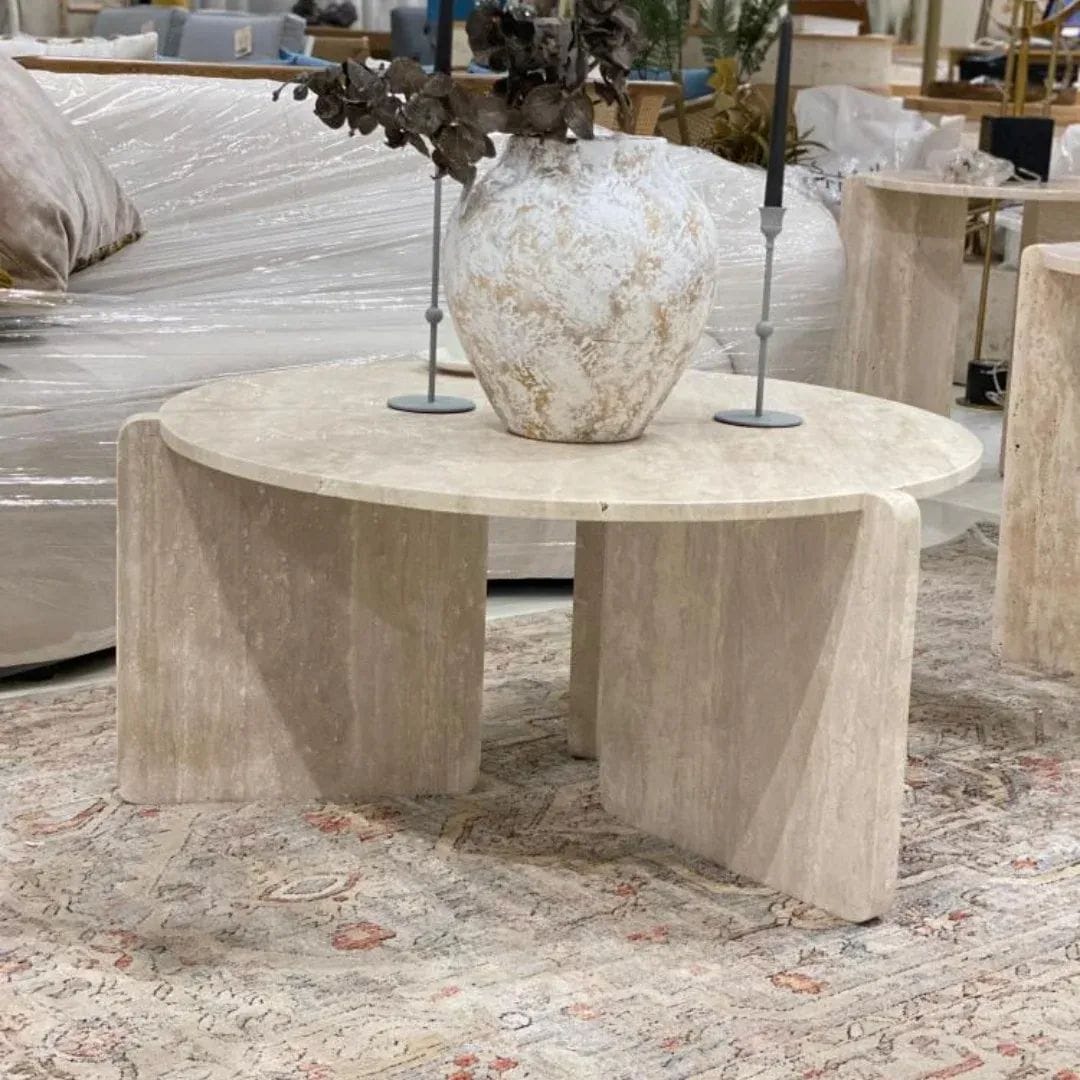 Table ronde en travertin 120×120