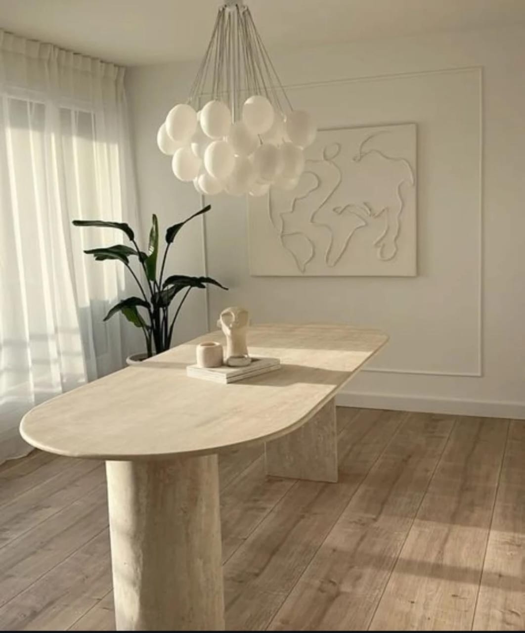 Table à manger ovale en travertin 180×90 cm – Élégance et style naturel