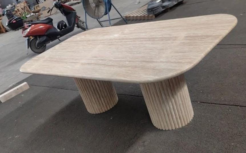 Table à manger ovale en travertin 180×90 cm – Élégance et style naturel