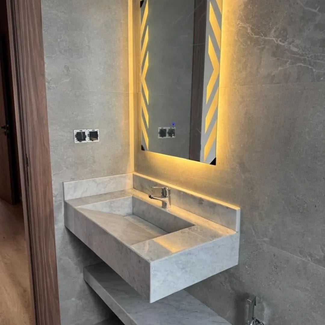 Vasque en marbre artificiel 80×50×16 – Design moderne et praticité