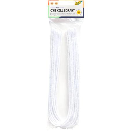 Pochette de 10 chenilles 50 cm X 8 mm Blanche Folia