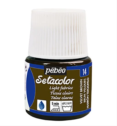 Peinture tissu setacolor Pebeo 45ml Brun velours N°14