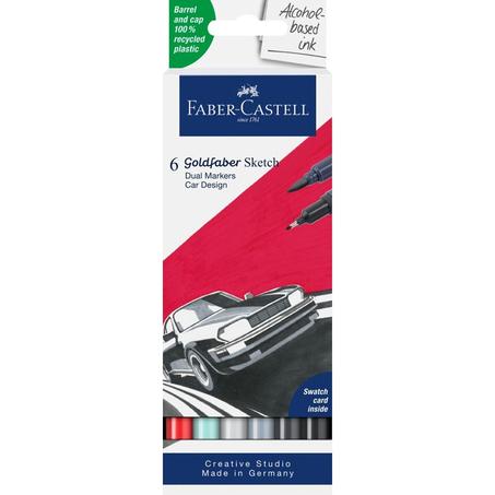 Set de 6 marqueurs double pointes Faber-Castell alcool Car Design