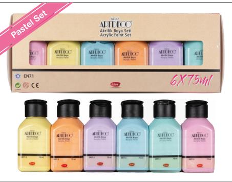 Pack de 6 couleurs acrylique pastels ARTDECO x75ml