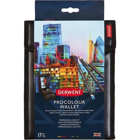 Derwent Pochette Crayons de Couleur Procolour avec carnet de croquis A5 - 17 Pièces