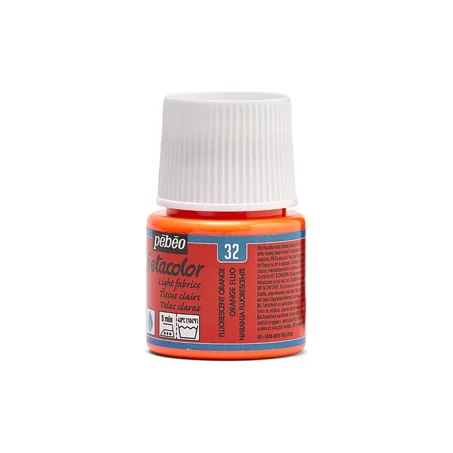 Peinture tissu setacolor Pebeo 45ml Orange fluo N°32