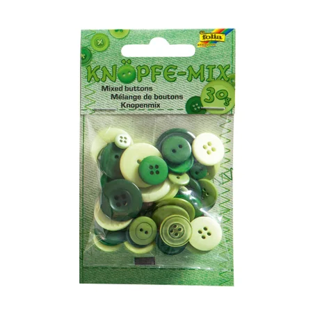 Pochette mélange de boutons Folia 30g dégradé de vert