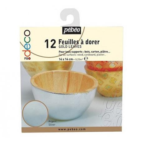 12 feuilles à dorer Pebeo 14 x14cm Argent