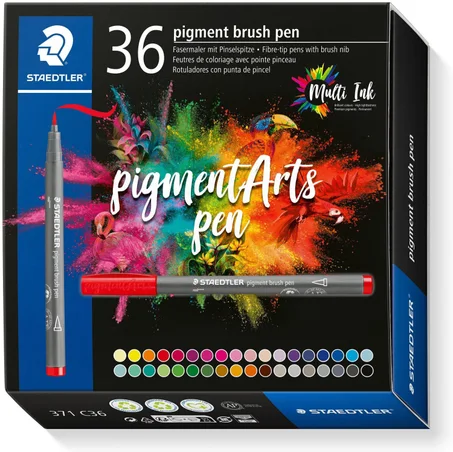 Feutres pigments brush Staedtler - boite de 36 couleurs