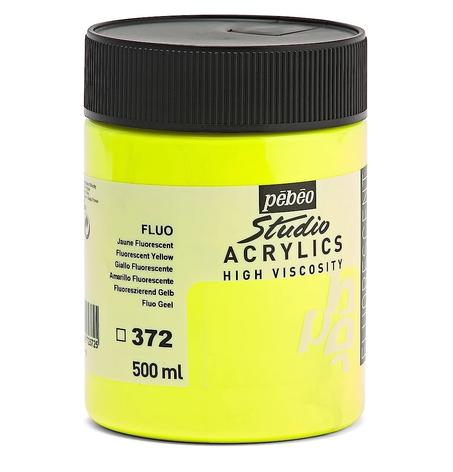 Peinture acrylique Pebeo 500ml Jaune fluorescent N°372