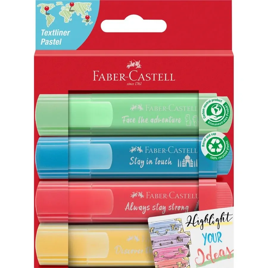 Set de 4 Surligneurs Faber-Castell Pastel