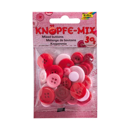 Pochette mélange de boutons Folia 30g dégradé de rouge