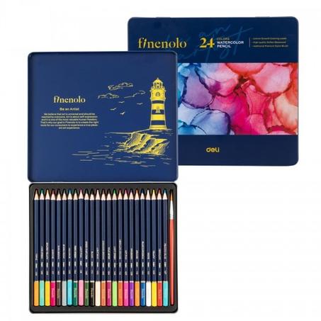 Boite de 24 crayons couleurs aquarelle deli Finenolo
