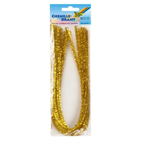 Pochette de 10 chenilles 50 cm X 8 mm Or Folia