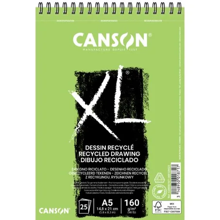 Bloc Canson XL Dessin recyclé A5 50F 160g