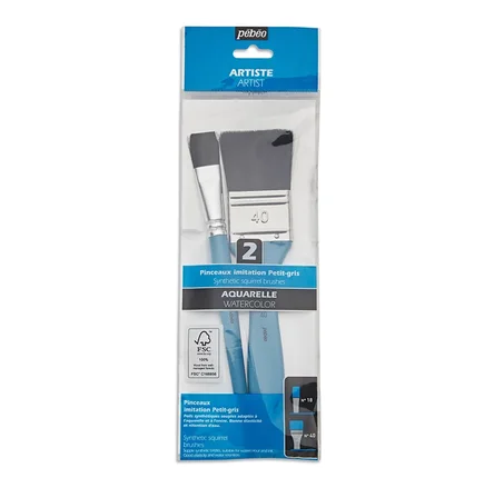 Pochette de 2 pinceaux imitation Petit-gris Pebeo