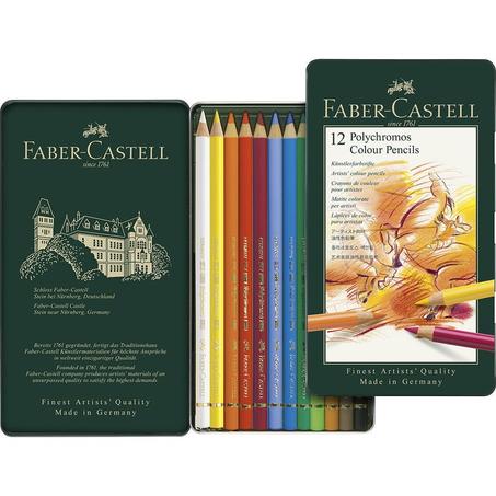 Boîte en métal de 12 crayons polychromos Faber-Castell