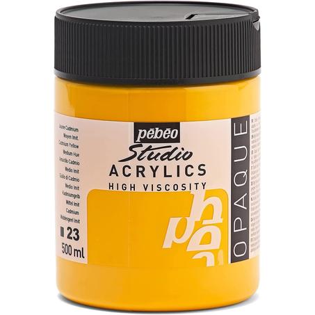 Peinture acrylique Pebeo 500ml Jaune cadmium moyen imit N°23