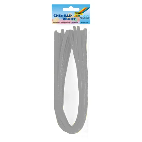 Pochette de 10 chenilles 50 cm X 8 mm Gris Folia