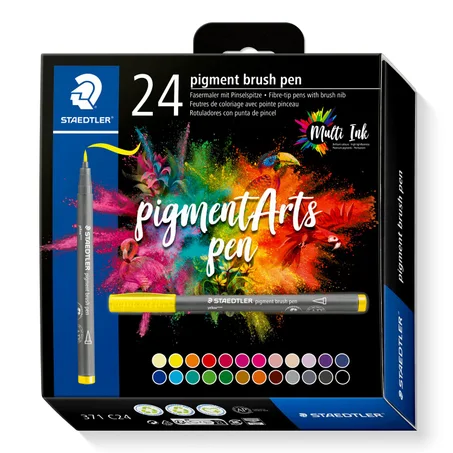 Feutres pigments brush Staedtler - boite de 24 couleurs