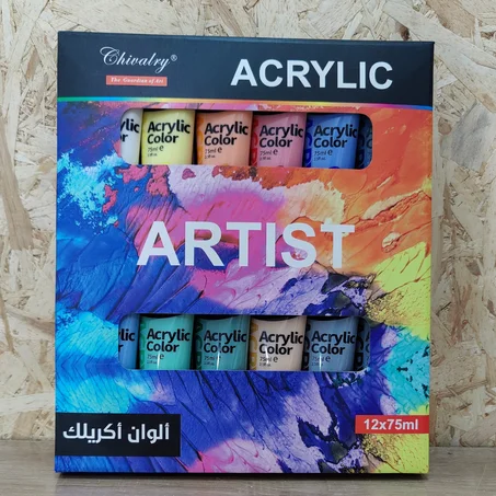 Pack de 12 couleurs acryliques x 75ml