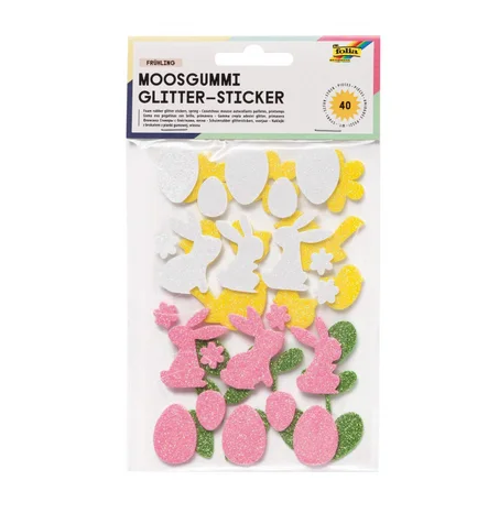 Pochette de 40 stickers paillettes autocollant mousse printemps Folia