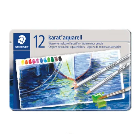 Boite métal de 12 crayons couleurs aquarelles Staedtler Karat