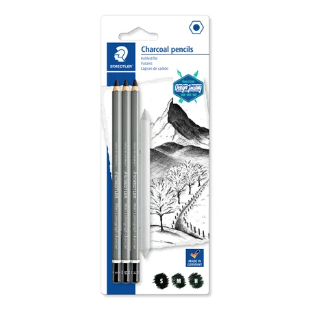Set de 3 crayons fusains + estompe Staedtler