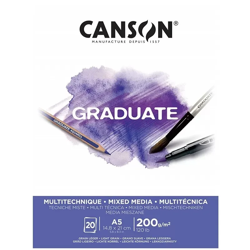 Bloc Canson Graduate A5 Multitechnique 20F 200g