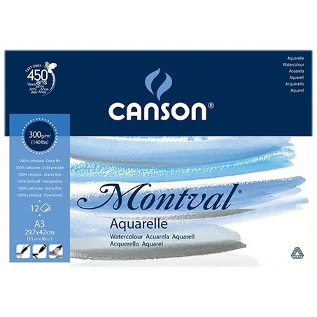 Bloc de 20 feuilles aquarelles Canson Montval 32x41 300gr