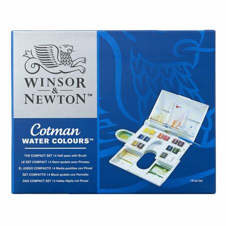 Set compact aquarelle Winsor&Newton 14 demi-godets avec pinceau