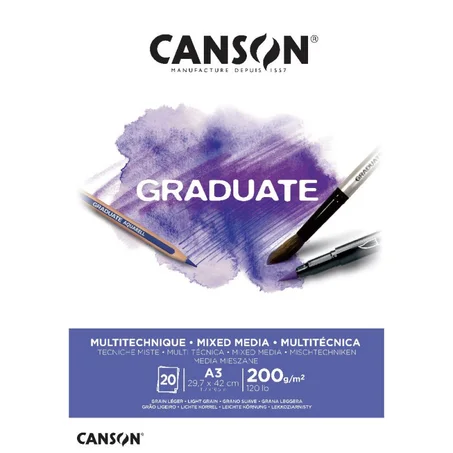 Bloc Canson Graduate A3 Multitechnique 20F 200g