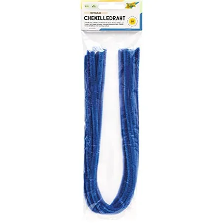 Pochette de 10 chenilles 50 cm X 8 mm Bleu Folia