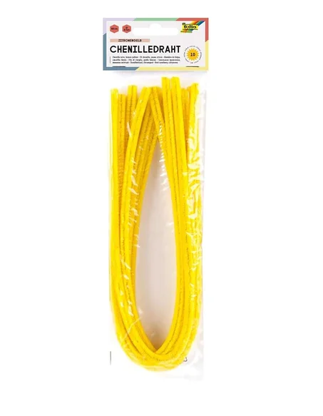 Pochette de 10 chenilles 50 cm X 8 mm Jaune Folia