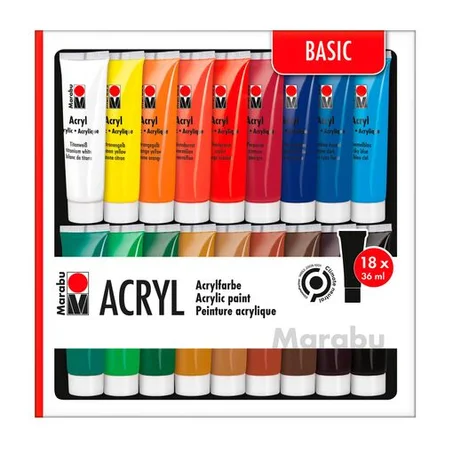 Set de 18 tubes acryliques Marabu x36ml