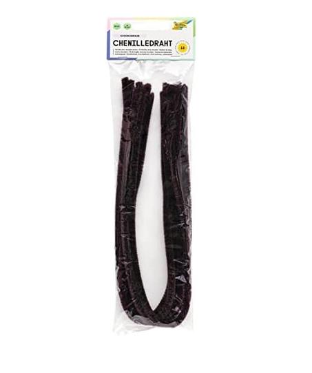 Pochette de 10 chenilles 50 cm X 8 mm Marron Folia