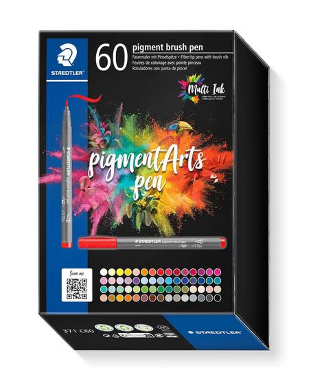 Feutres pigments brush Staedtler - boite de 60 couleurs