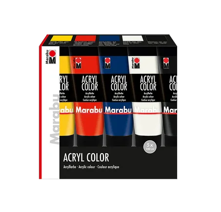 Pack de 5 couleurs acryliques 5 x 100ml