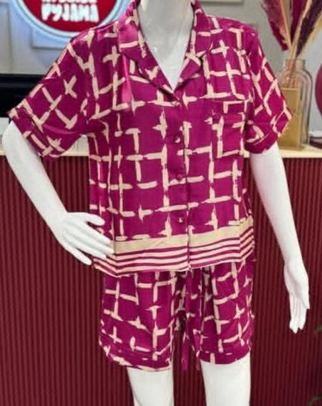 Pijama satin modèle short 2 pièces 🌸