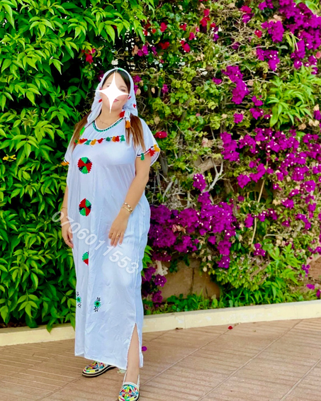 كندورة صيفية بلمسة  تقليدية   بالشال ديالها و ثوب رفيع الجودة موضيل