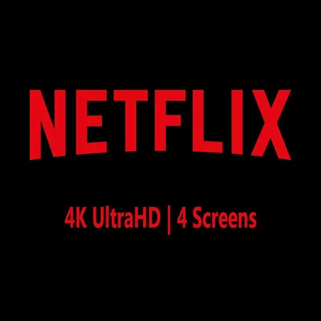 Netflix Gift & Warranty: 4K Ultra HD - 4 Screens | 1 Month | Private