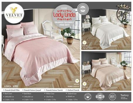 ENSEMBLE DE COUVRE-LIT SATIN 6 PCS MODÈLE LADY LINDA